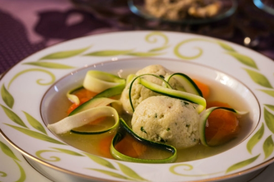 Chicken Soup with Chicken Meatballs and Zucchini Spaghetti